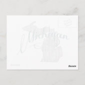 Michigan Shaped  Gray Typografie Name Briefkaart (Achterkant)
