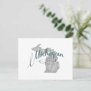 Michigan Shaped  Gray Typografie Name Briefkaart