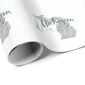 Michigan Shaped  Grey Typografie Cadeaupapier (Rol Hoek)