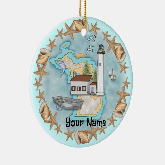 Michigan Shells Lighthouse Ornament (Rechts)
