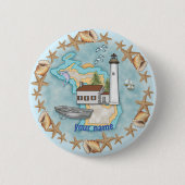 Michigan Shells Lighthouse pinknop Ronde Button 5,7 Cm (Voorkant)
