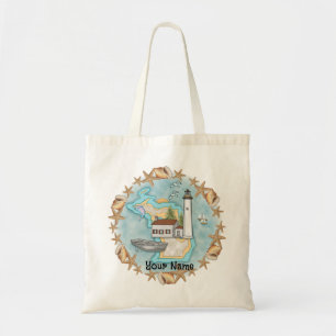 Michigan Shells Lighthouse Tote Bag