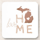 Michigan silhouet met hart liefde koper bier onderzetter (Voorkant)