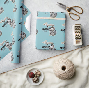Michigan Silhouette gevuld met petoskeystonen Cadeaupapier