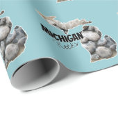 Michigan Silhouette gevuld met petoskeystonen Cadeaupapier (Rol Hoek)