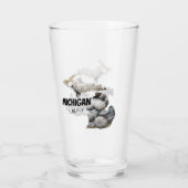 Michigan Silhouette gevuld met petoskeystonen Glas (Achterkant)