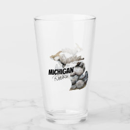 Michigan Silhouette gevuld met petoskeystonen Glas