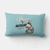 Michigan Silhouette gevuld met petoskeystonen Kussen (Achterkant)