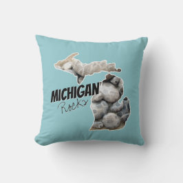 Michigan Silhouette gevuld met petoskeystonen Kussen