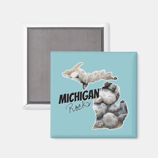 Michigan Silhouette gevuld met petoskeystonen Magneet (Voorkant / Achterkant)