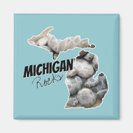 Michigan Silhouette gevuld met petoskeystonen Magneet