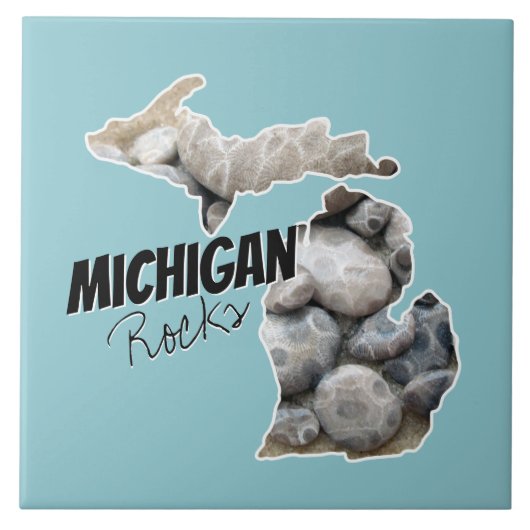 Michigan Silhouette gevuld met petoskeystonen Tegeltje (Voorkant)