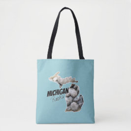 Michigan Silhouette gevuld met petoskeystonen Tote Bag