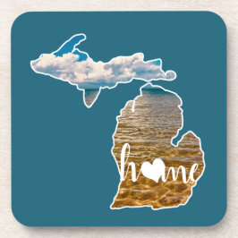 Michigan Silhouette met foto's thuis en op het mee Bier Onderzetter