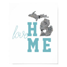 Michigan Silhouette State Love Home Typografie