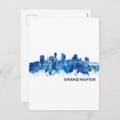 Michigan Skyline Blue Feestdagenkaart (Voorkant / Achterkant)