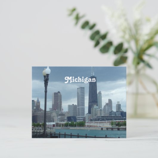 Michigan Skyline Briefkaart (Staand voorkant)