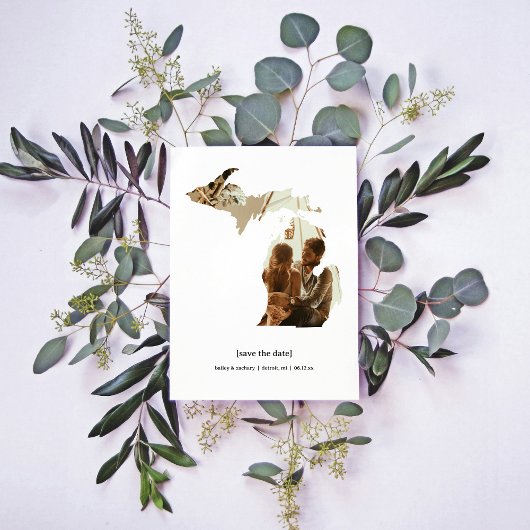 Michigan Sla de datum fotokaart op Save The Date