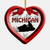 Michigan Snowmobile Heart Kerstannament Keramisch Ornament (Voorkant)