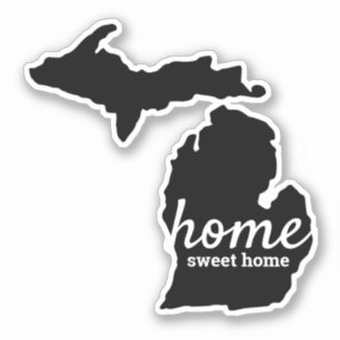Michigan Solid Black Silhouette Home Sweet Home Sticker
