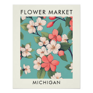 Michigan staat appelbloesem bloemenmarkt perfect poster