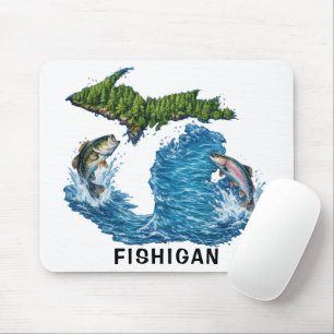 Michigan staat grafisch met vis muismat