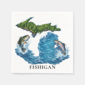 Michigan staat graphics met springende vis servet (Voorkant)