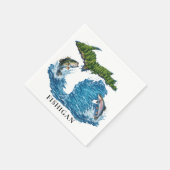 Michigan staat graphics met springende vis servet (Hoek)