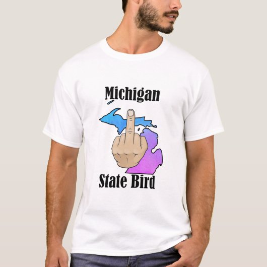 Michigan staat vogel t-shirt middelvinger kleur (Voorkant)