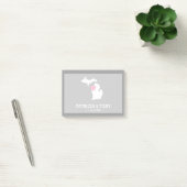Michigan Staatskaart met aangepaste liefdeshart en Post-it® Notes (Kantoor)