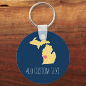 Michigan Staatskaart met aangepaste liefdeshart en Sleutelhanger (Voorkant)