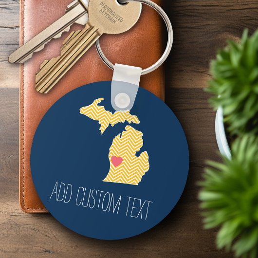Michigan Staatskaart met aangepaste liefdeshart en Sleutelhanger