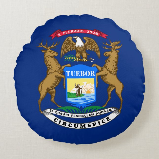 Michigan Staatsvlag Rond Kussen (Voorkant)