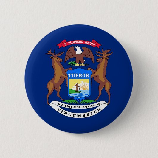 Michigan staatsvlag usa verenigd america ronde button 5,7 cm (Voorkant)