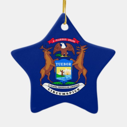 Michigan Staatsvlagontwerp Keramisch Ornament (Achterkant)