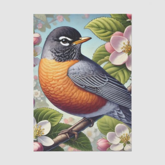 Michigan Staatsvogel Amerikaanse Roodborst Tissuepapier (Voorkant)