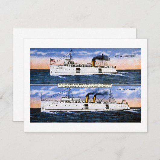 Michigan State Auto Ferries Briefkaart (Voorkant / Achterkant)