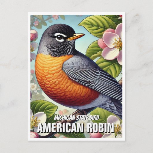 Michigan State Bird Amerikaanse Robin Briefkaart (Voorkant)