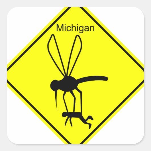 Michigan State Bird the Mosquito Vierkante Sticker (Voorkant)