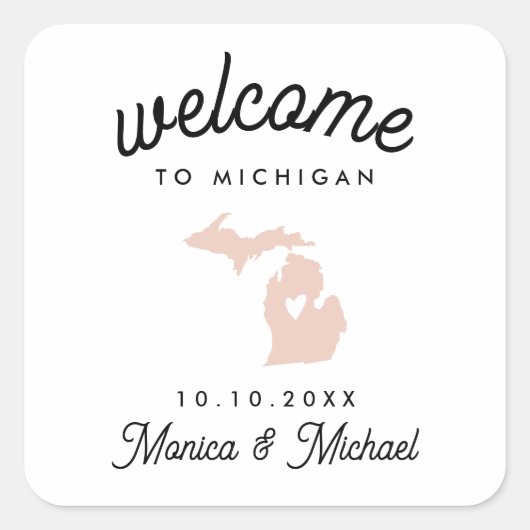 MICHIGAN State Destination Weddenschap IEDERE KLEU Vierkante Sticker (Voorkant)