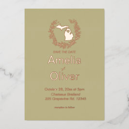 Michigan State Destination Wedding Folie Uitnodiging