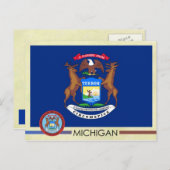 Michigan State Flag and Seal Briefkaart (Voorkant / Achterkant)