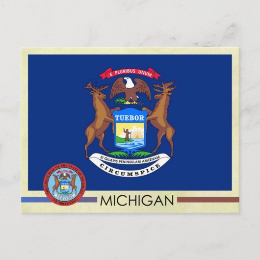 Michigan State Flag and Seal Briefkaart (Voorkant)
