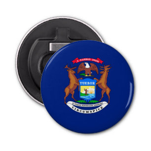 Michigan State Flag Design Button Flesopener