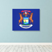 Michigan State Flag Design Canvas Afdruk (Insitu (Houten vloer))