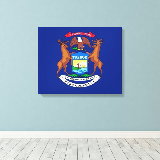 Michigan State Flag Design Canvas Afdruk (Insitu (Houten vloer))
