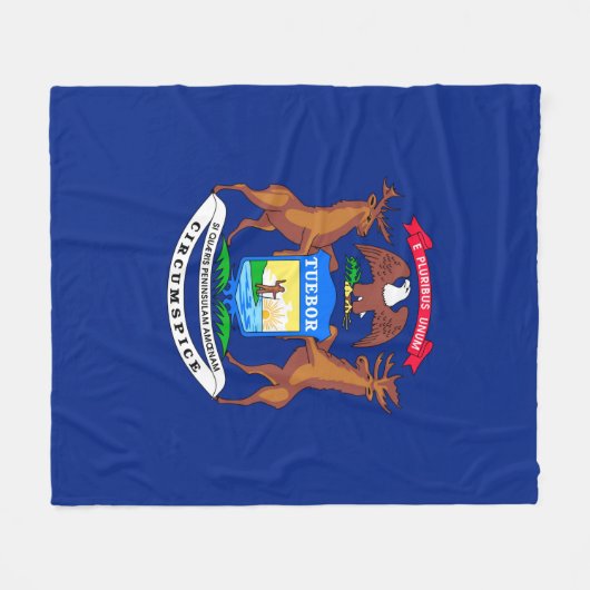 Michigan State Flag Design Fleece Deken (Voorkant (Horizontaal))