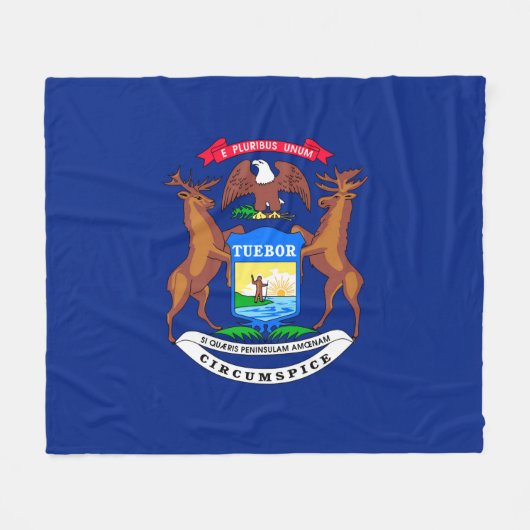Michigan State Flag Design Fleece Deken (Voorkant (Horizontaal))