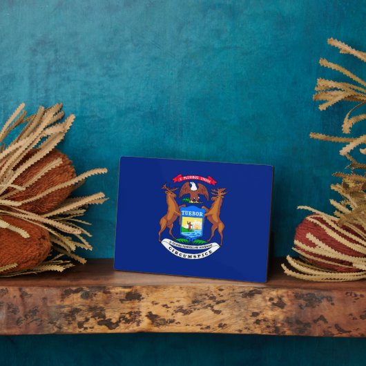 Michigan State Flag Design Fotoplaat (Zijkant)