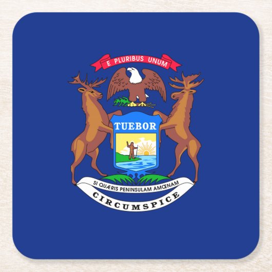Michigan State Flag Design Kartonnen Onderzetters (Voorkant)